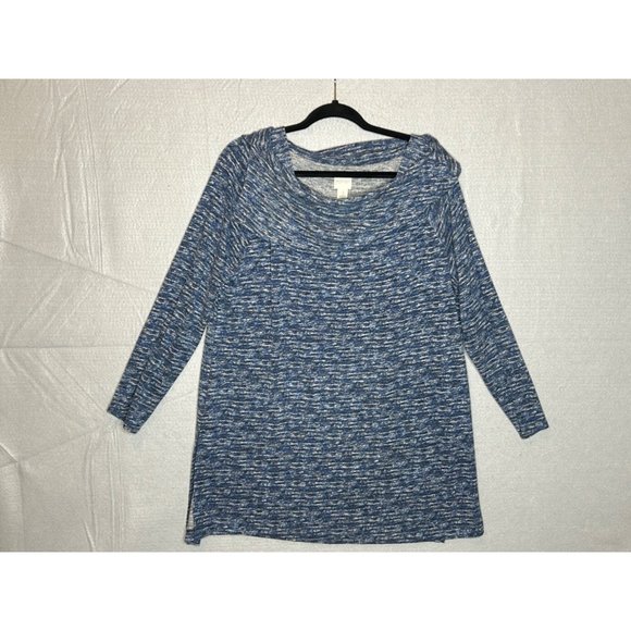 Chico's Zenergy Sweater Size 3 large Crowl Neck Blue Heather Long Sleeved Womens - Picture 2 of 7